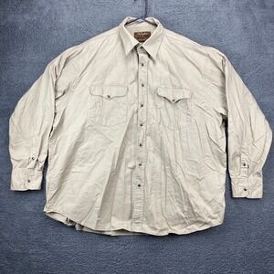 Walls Ranch Wear Western Shirt Long Sleeve Button‎ Up Workwear Tan 3XL